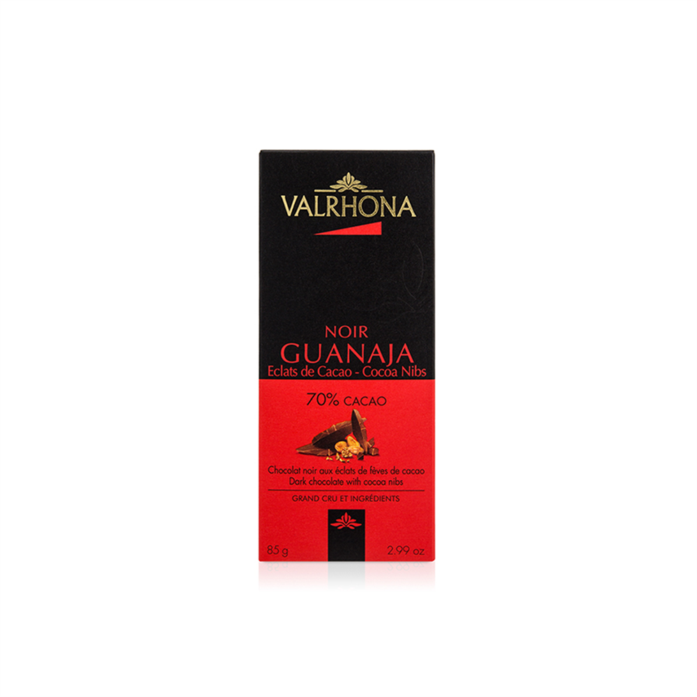Dark Chocolate Bar Guanaja Cocoa Nibs 70% by Valrhona 85g